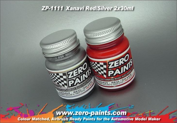 ZEROPAINTS ZP-1111 Xanavi/Motul Nismo (R34 & 350Z) Red/Silver Paint Set 2x30ml